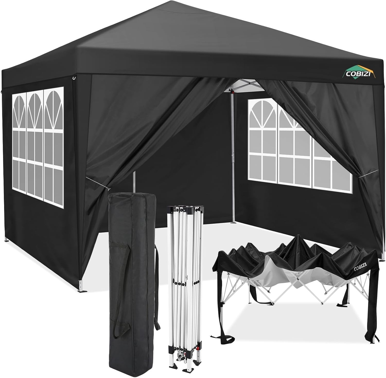 10x10FT EZ Pop Up Canopy Tent with 4 Removable Sidewalls Waterproof Commercial