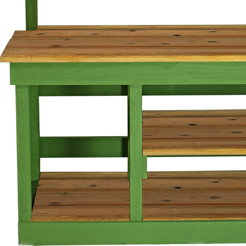 Rustic Gardening Workbench Outdoor Potting Table Buffet Island, Green