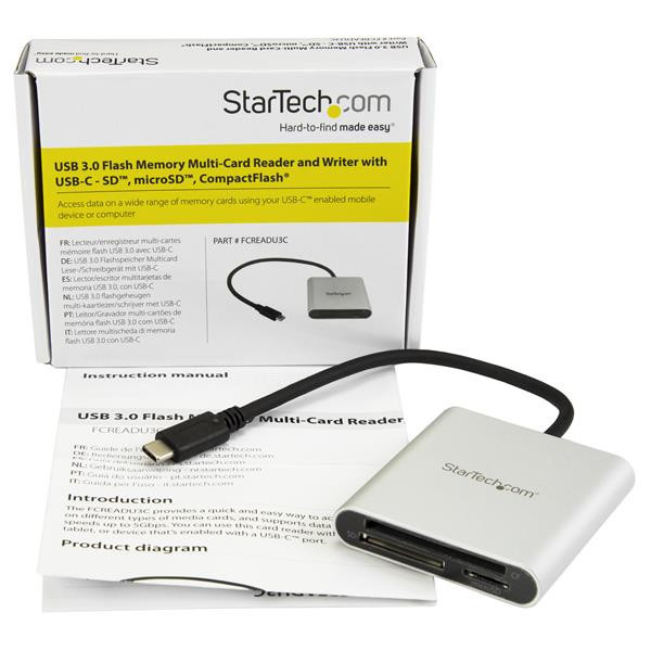StarTech USB3.0 Flash Memory Multi-Card Reader/Writer - Black Silver