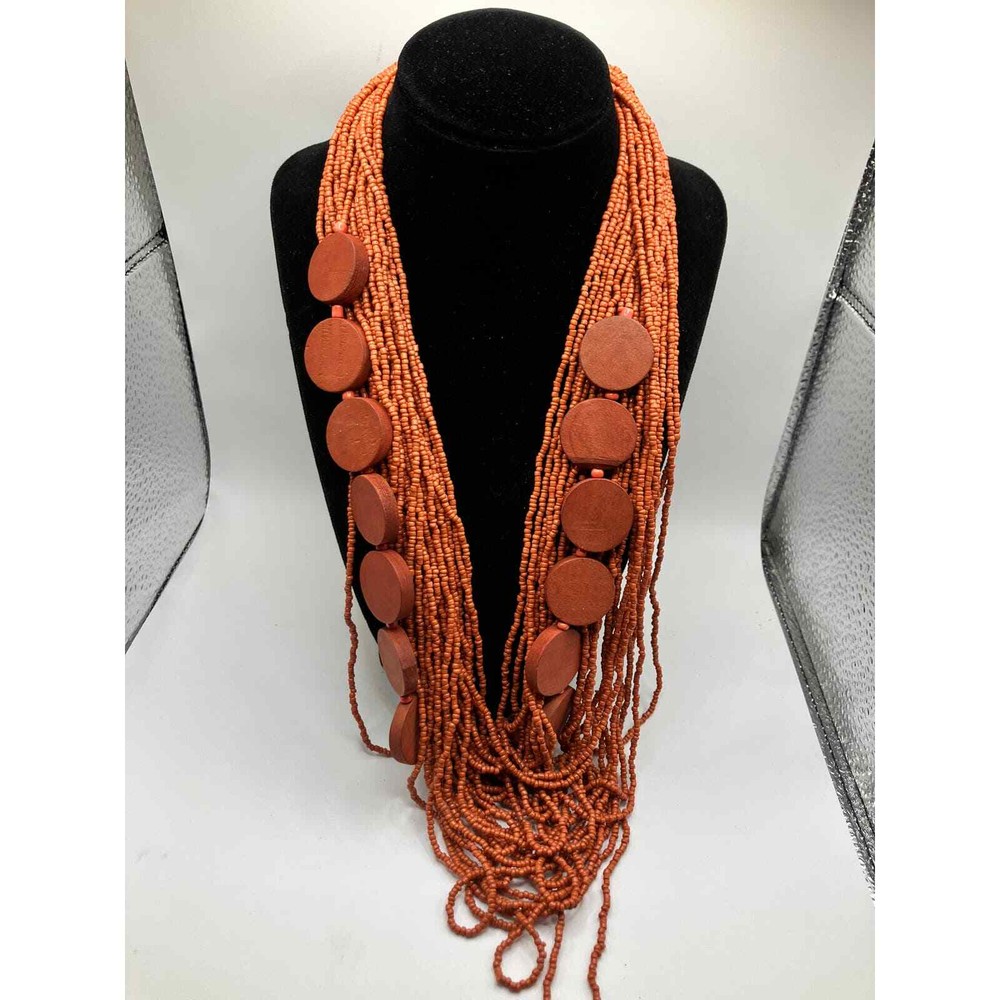 Burnt Orange Beaded 27.5" Necklace!