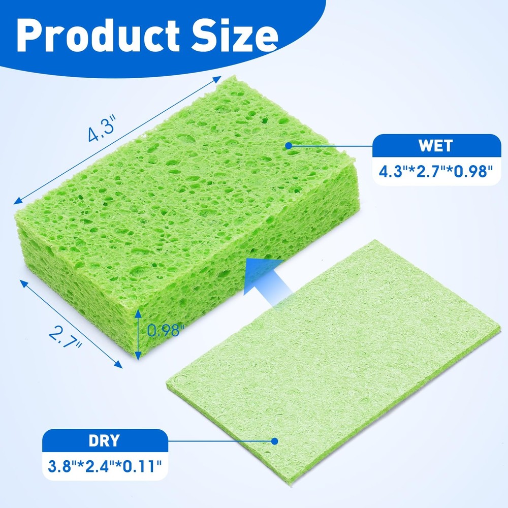 24 Pack Compressed Cellulose Sponge, Non Scratch Kitchen Sponges for Dish Cle...