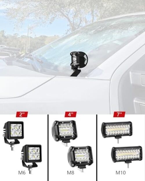 F150 Ditch Light Brackets Hood LED Light Mount Bracket A-Pillar Pod Lights