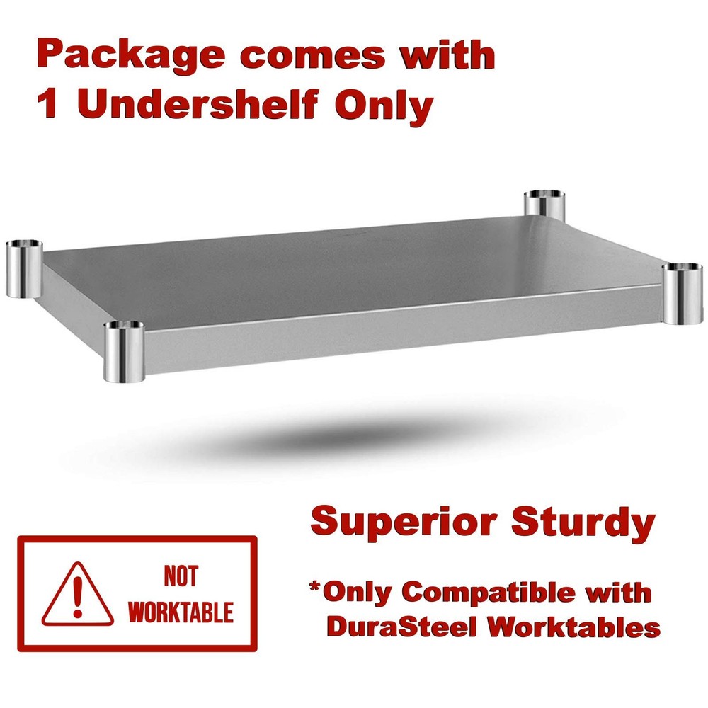 Galvanized Under Shelf for Work Tables Extra Adjustable Lower Shelf for 30''...