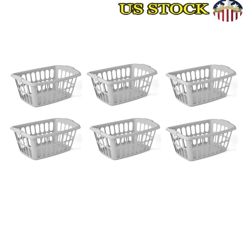 1.5 Bushel Rectangular Laundry Baskets 6 Pack Easy Carry Lightweight Storage New