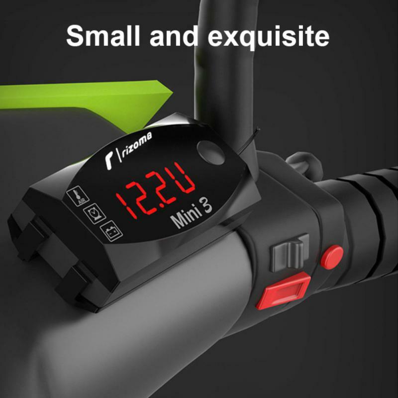 3 In 1 Motorcycle Voltmeter Electronic Clock Thermometer LED Digital Display