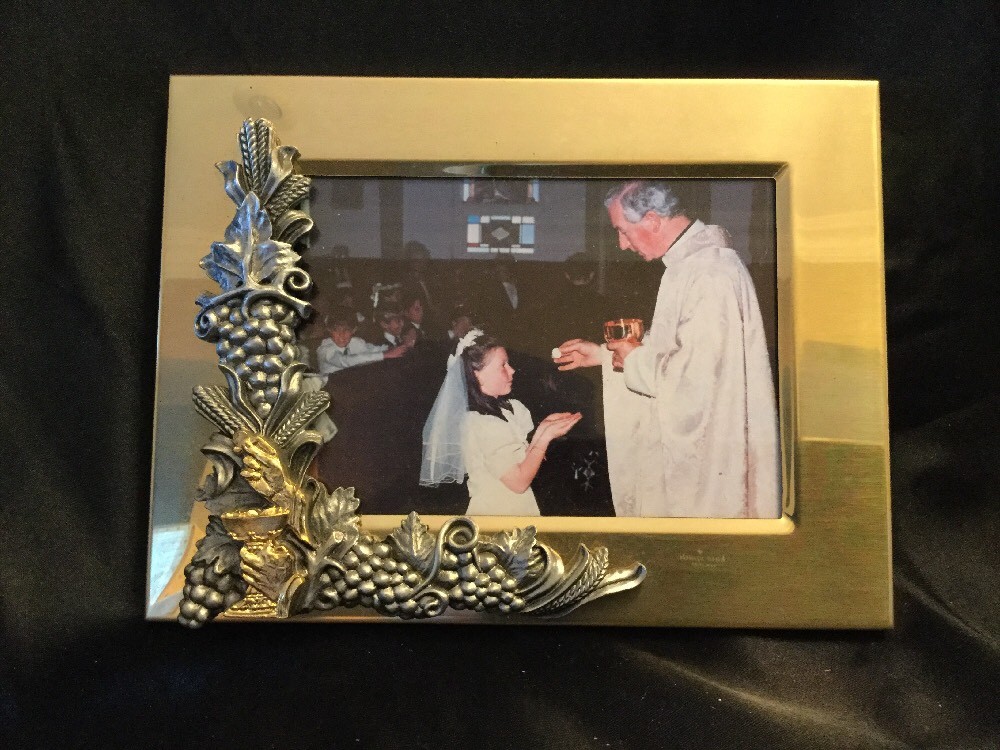 Religious Picture Frame Brass First Communion 4" By 6"