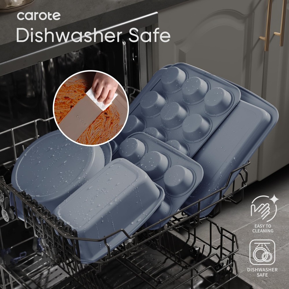 7-Piece Nonstick Stackable Baking Pans Set - Bakeware Sets Including Cookie S...