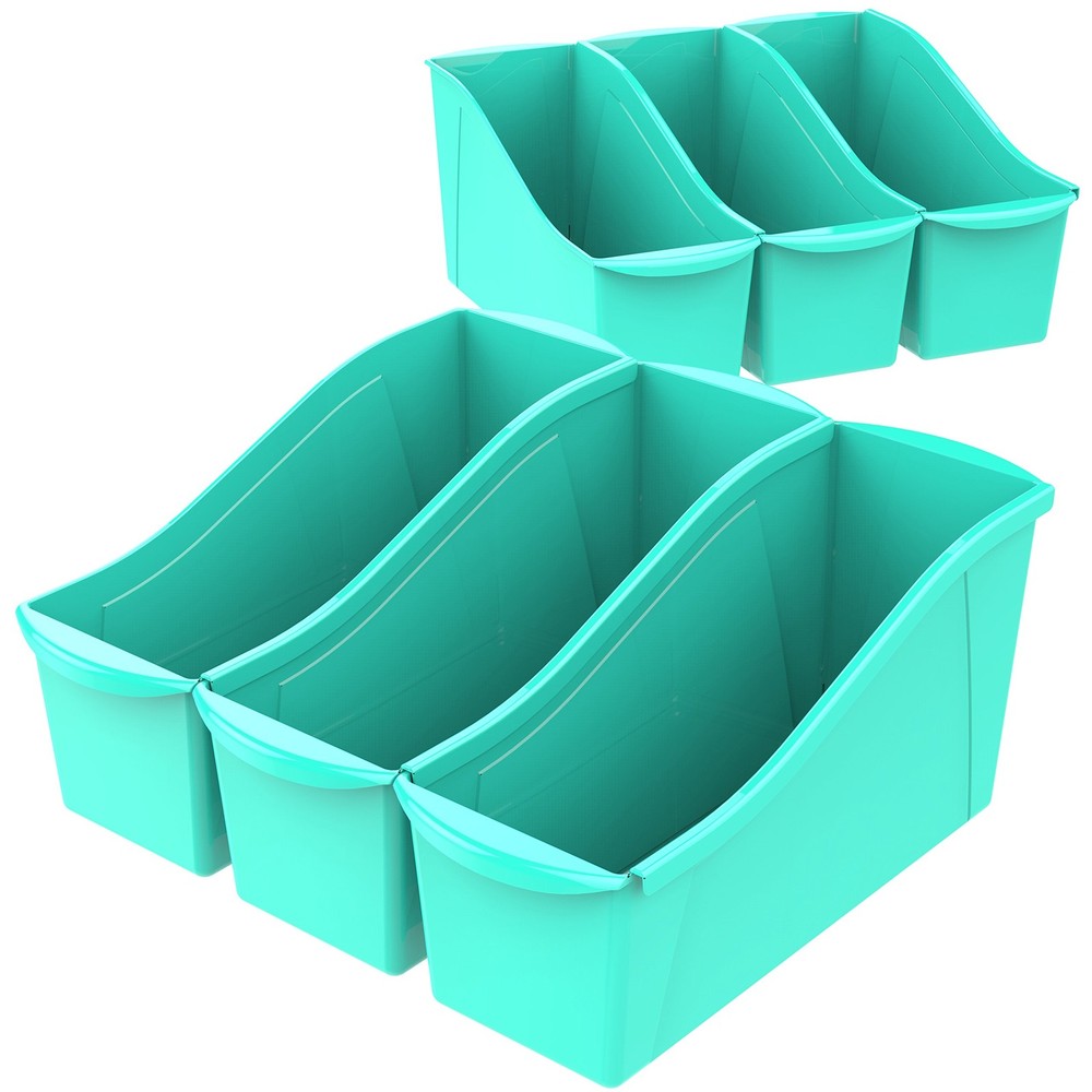 Large Book Bin, Interlocking Plastic Organizer for Home, Office and Classroom...