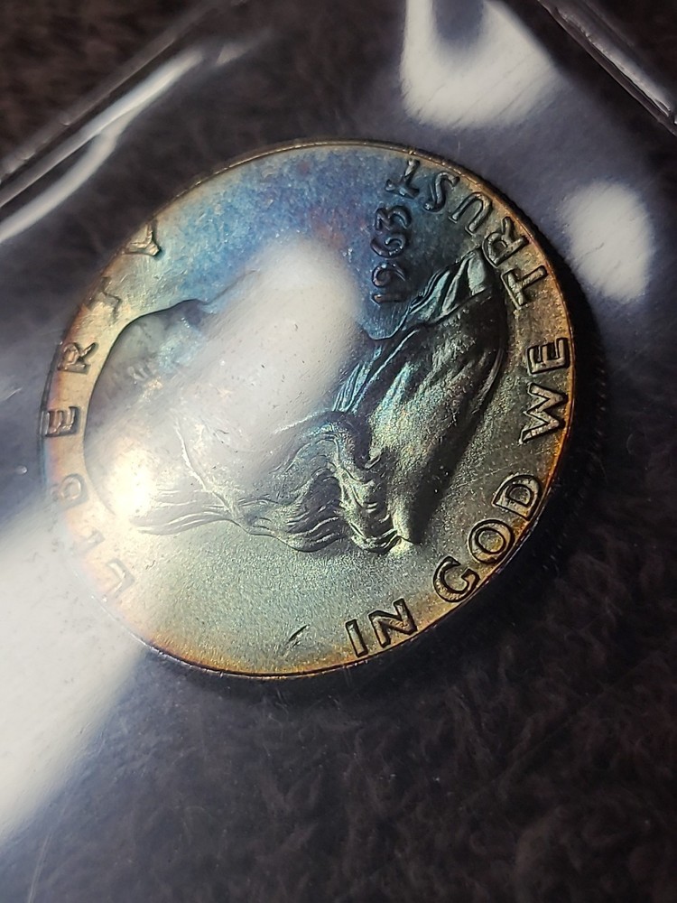1963 franklin half dollar 🌈 Toned🌈