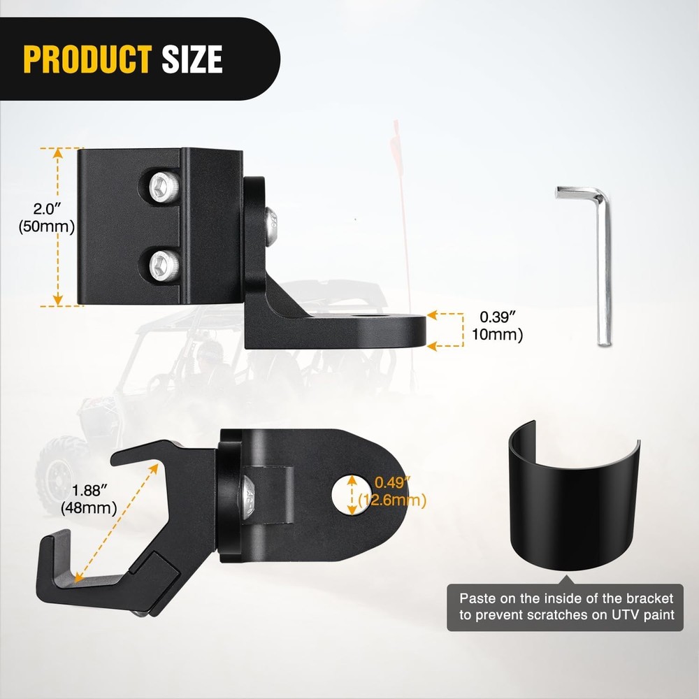 Nilight UTV Whip Light Mount Adjustable Flag Antenna Brackets for Pro-Fit Cage