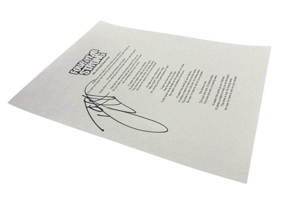 DAN O’CONNOR FOUR YEAR STRONG SIGNED AUTOGRAPH WE ALL FLOAT DOWN LYRIC SHEET