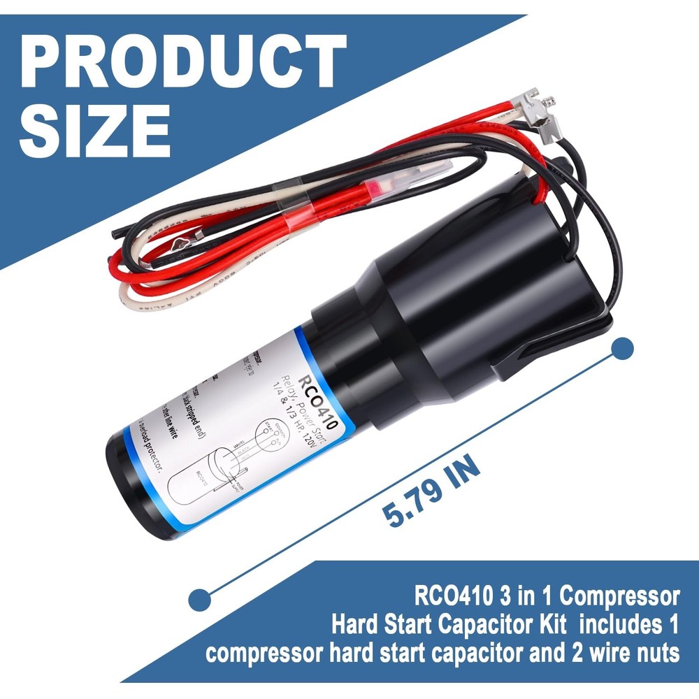 Rco410 3 in 1 Compressor Hard Start Capacitor Kit for Refrigerators & Freezer...