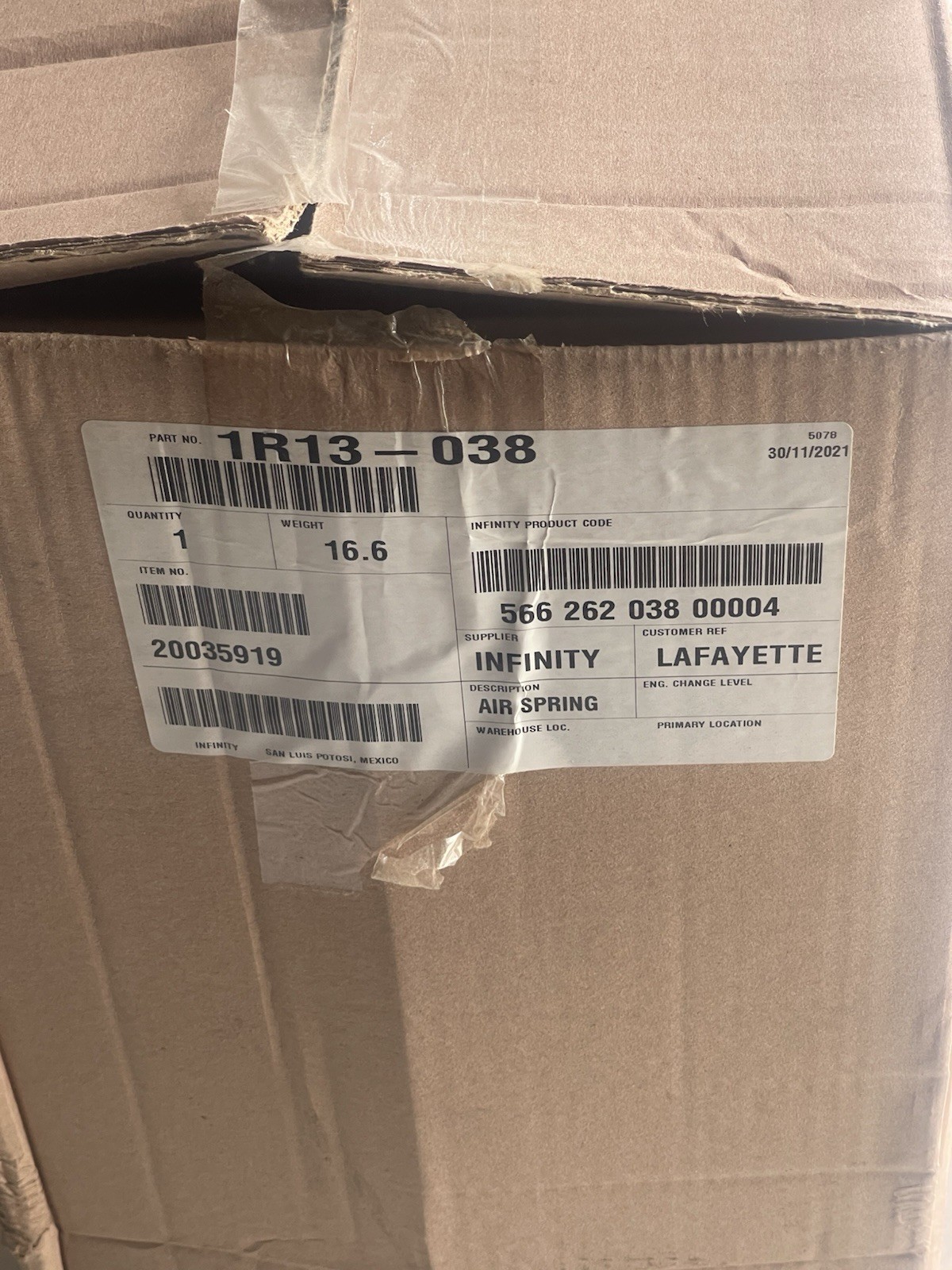 AIR SPRING BAG - REPLACES FIRESTONE W01-358-9122 GOODYEAR OEM 1R13-038