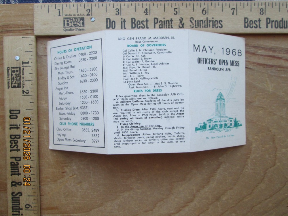 Officers open Mess RANDOLPH Air Force Base 1968