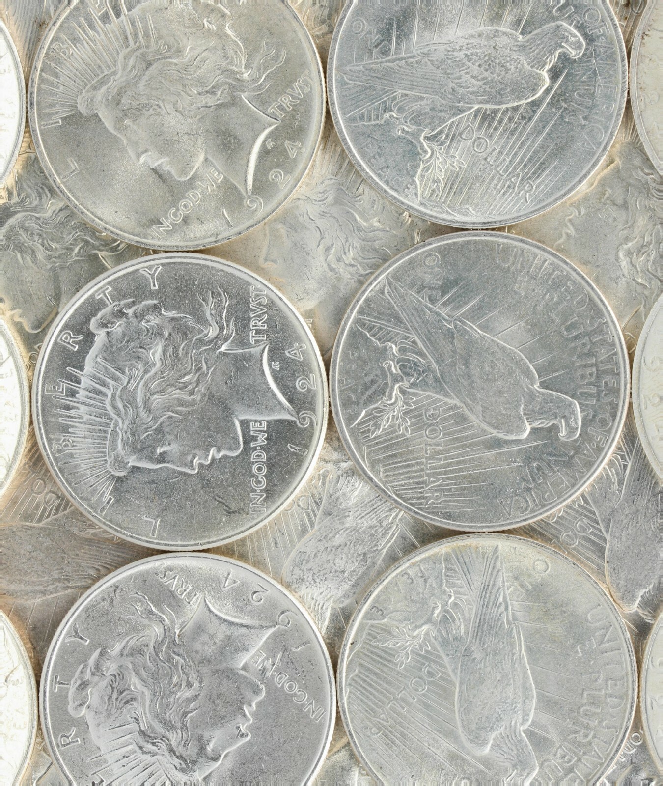 1924/1925 Silver Peace Dollar BU Lot of 5 S$1