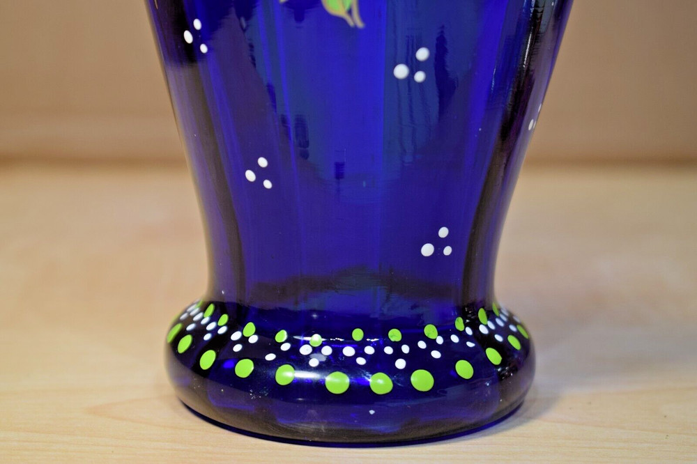 Cobalt Blue Glass Vase Signed "Widdie"