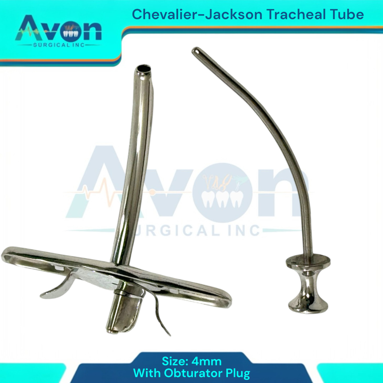 Jackson Tracheal Cannula Tube with Obturator Plug, Metal, Tracheostomy Tool, 1pc