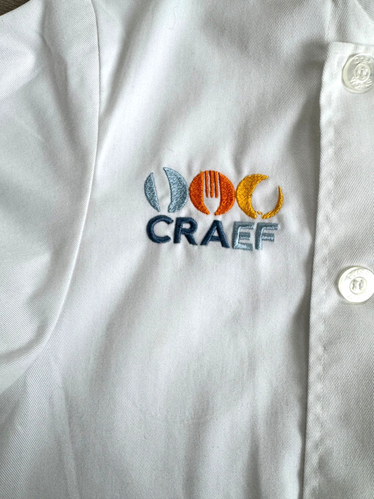 Chef Works White Double Breasted Chef Jacket Size S- Embroidered CRAEF