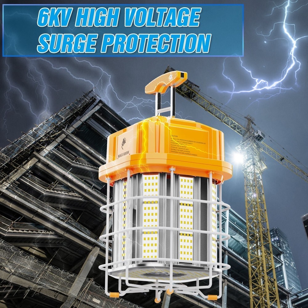 100W Linkable Construction Job Site Hanging Temporary Work Lights ON/Off Switch