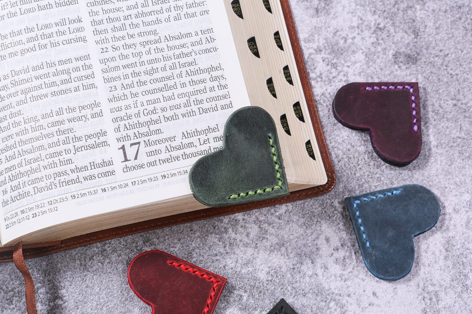 2 PCS Personalized leather bookmark book mark , geniune leather custom bookmark