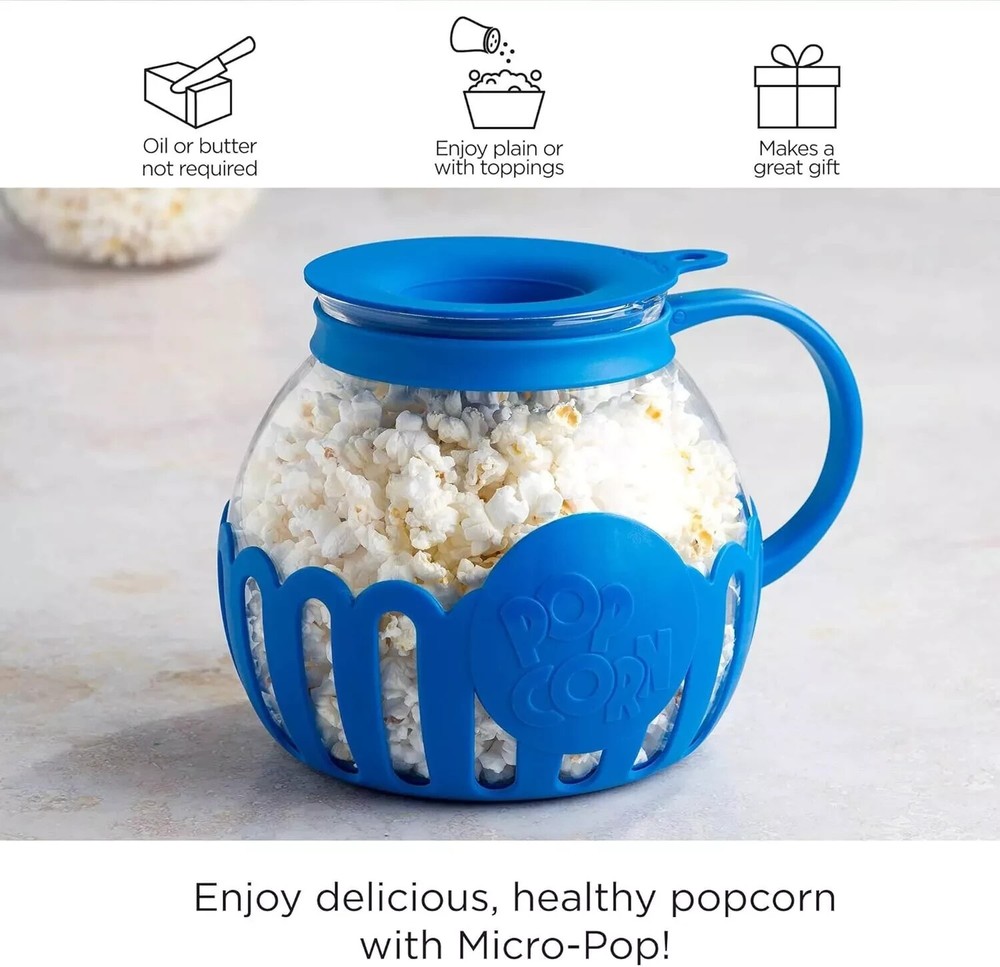 Ecolution Micro-Pop Microwave Popcorn Popper 1.5 QT BLUE *NEW WITH TAG*