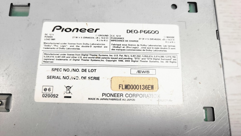PIONEER DEQ-P6600 DSP Multi Channel Processor TESTED
