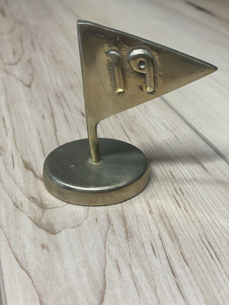 19th Hole Golf Course Flag Solid Brass Paper weight Unique Golf Gift