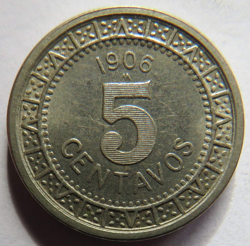 1906 Mexico 5 Centavos Coin