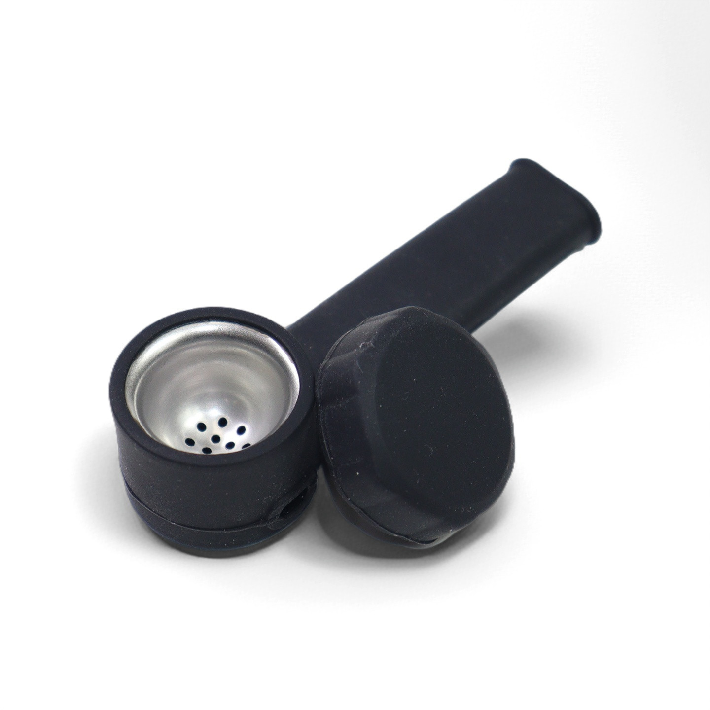 Silicone Smoking Hand Pipe with Metal Bowl &Cap Lid Pocket Pipe 10pcs