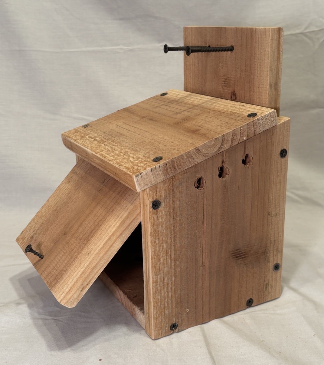 Solid Cedar Backyard Squirrel House Nesting Box - Fully Installed Wood Wildlife