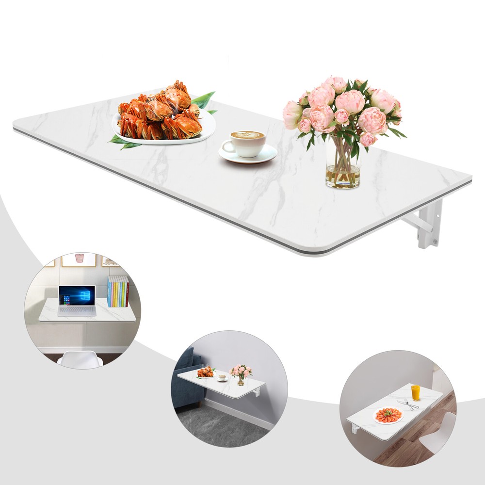 Modern Folding Wall Desk Wall-mounted Folding Table Foldable Table Indoor White