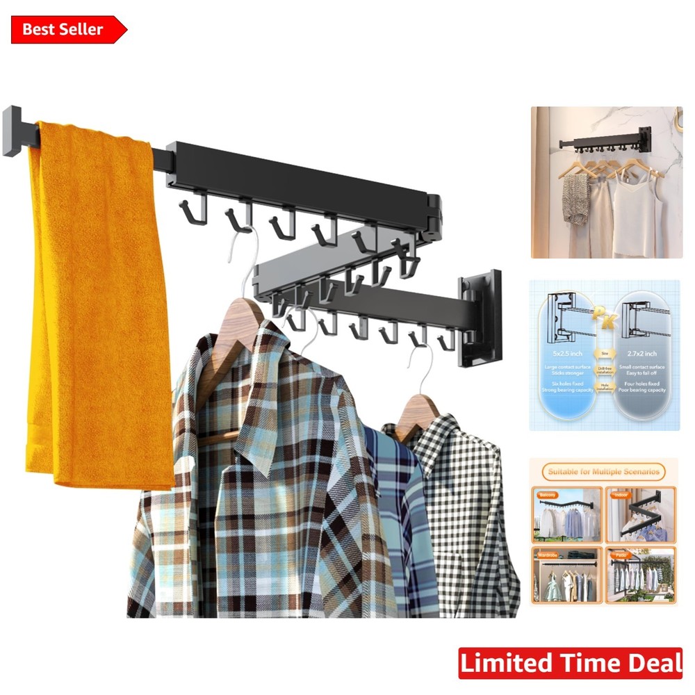 Elegant Wall Mounted Clothes Drying Rack - Space-Saving & Retractable Design
