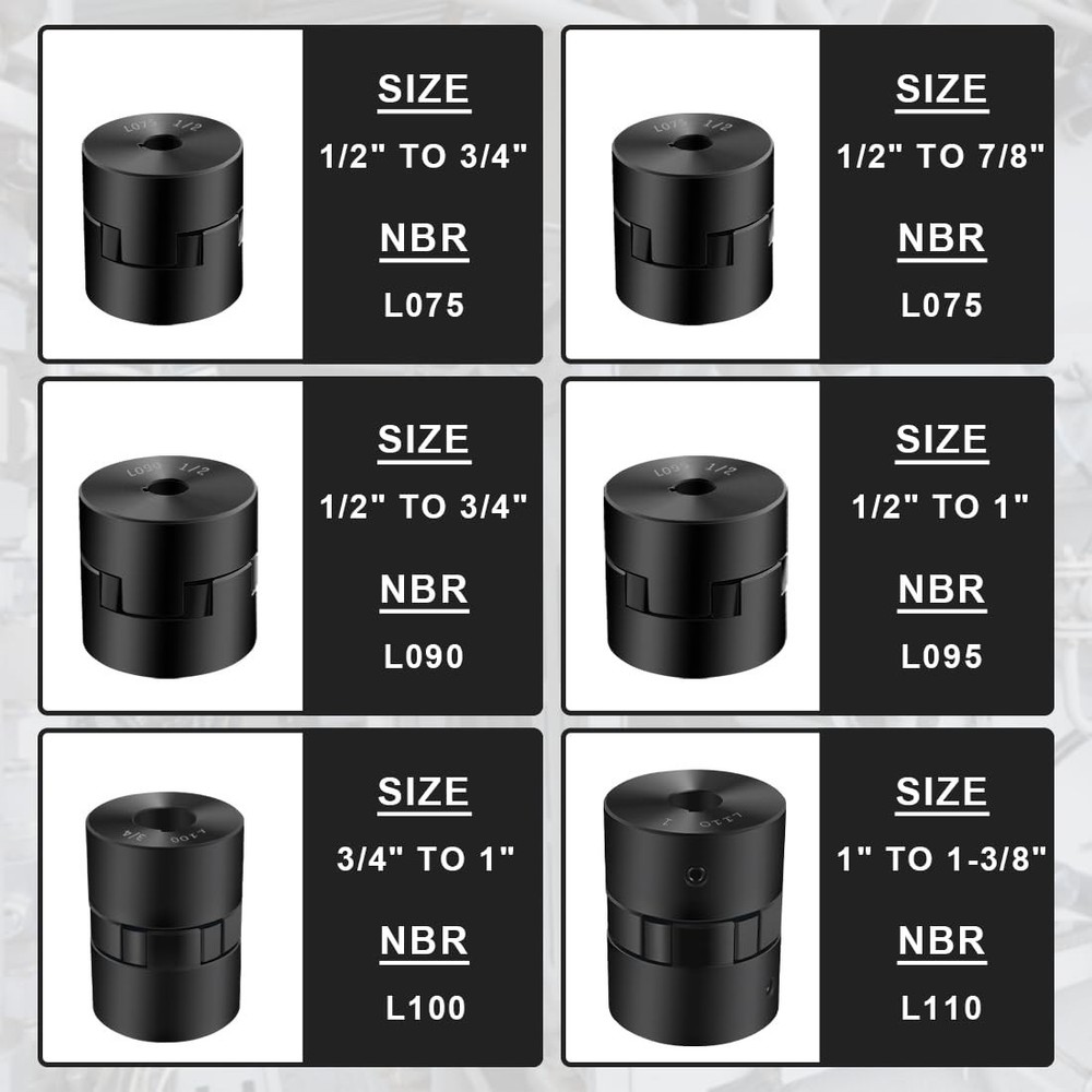 Durable 1/2" to 1" L095 Coupling Set & NBR Rubber Insert for Log Splitters