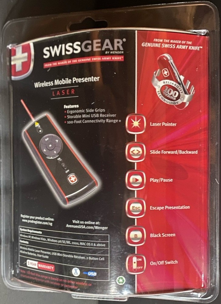 SwissGear Wireless Multimedia Mobile Presenter w: Laser Pointer USB Receiver NIP
