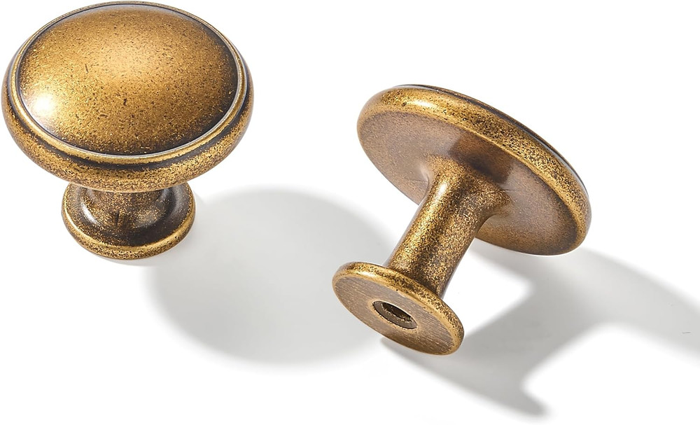 5 Pack Antique Brass Cabinet Knobs Drawer Knob Kitchen Hardware - Single Hole Vi