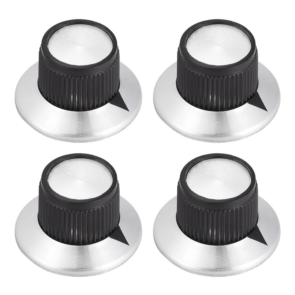 4pcs 6mm Potentiometer Control Knobs For Guitar Volume Tone  Black Silver Tone