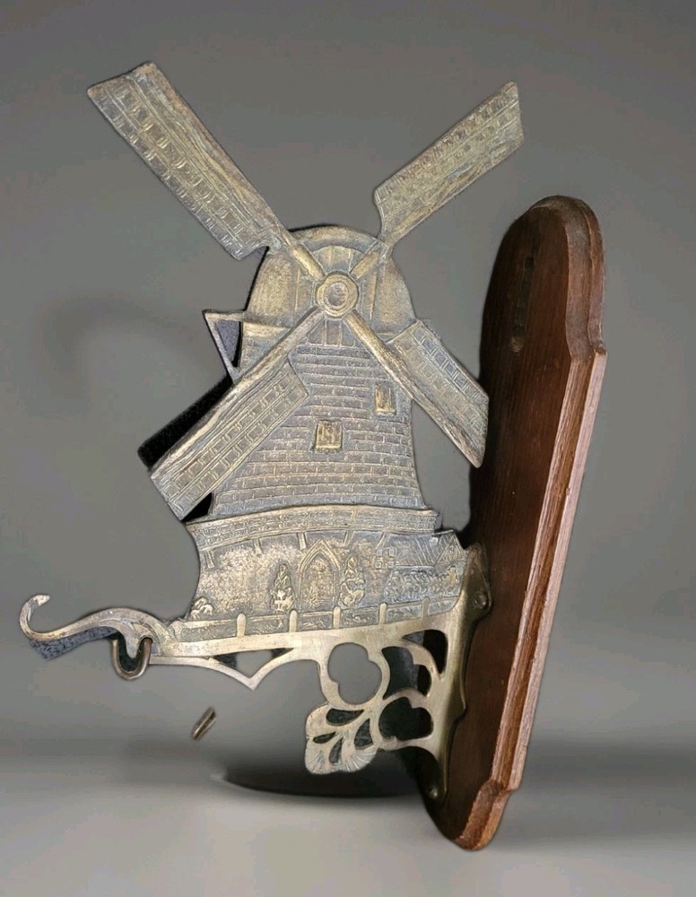 VTG.Fireplace Tool Holder? Windmill Solid Brass Wall Mount- RARE