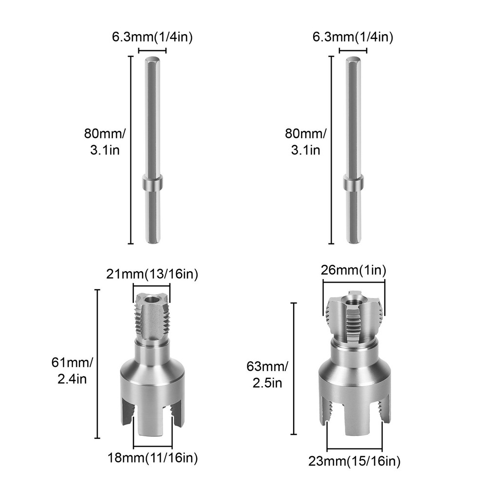 2X 1/2" 3/4" Integrated Internal/External Pipe Threader Tool for Electric Drill