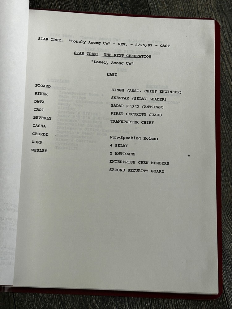 STAR TREK Script The Next Generation Lonely Among Us 2nd Revision Final Draft