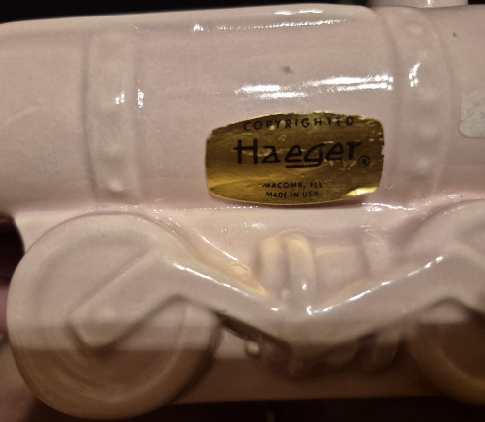 Haeger Soft Pink Ceramic Glazed Train Planter with tag