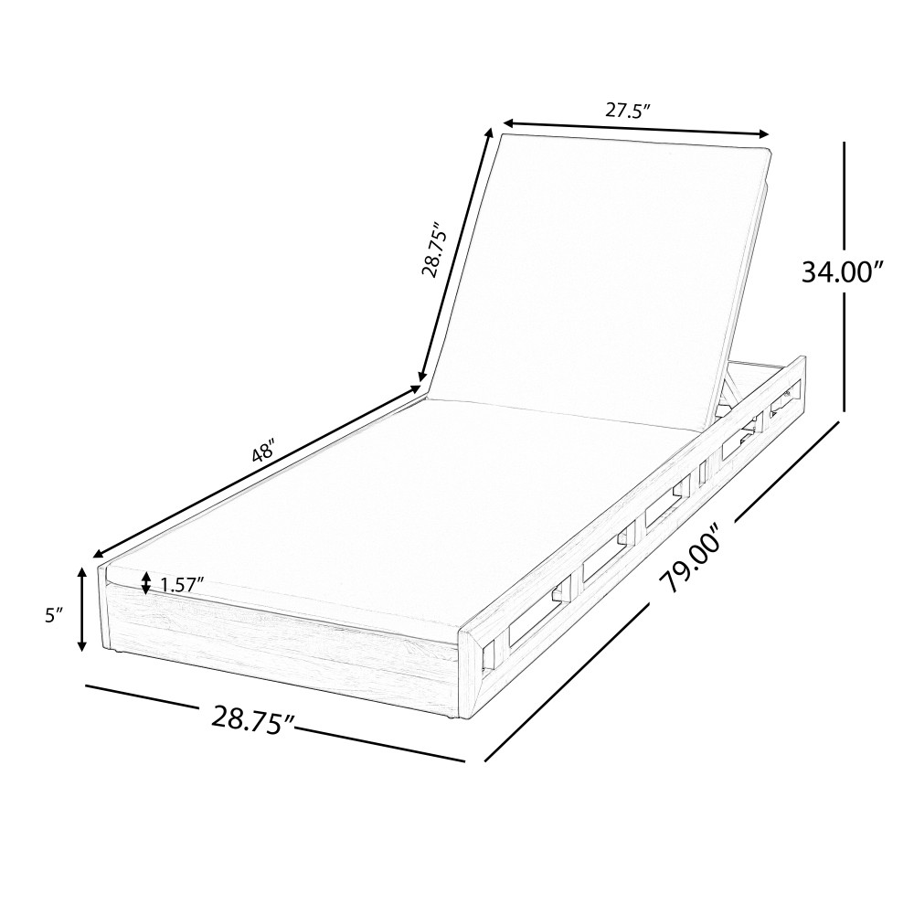 Outdoor Chaise Lounge w/ Adjustable Recliner & Water-Resistant Cushion for Patio
