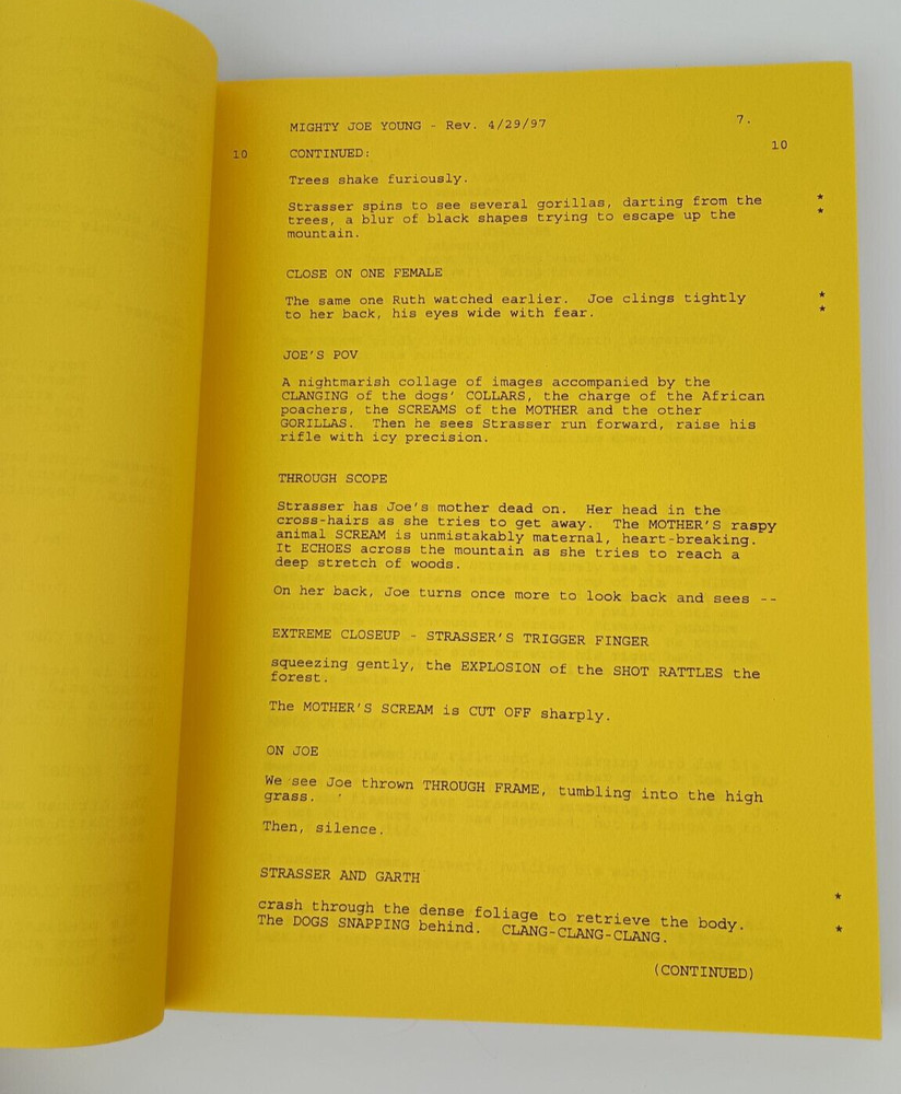 Mighty Joe Young Original Script with multiple revision page colors