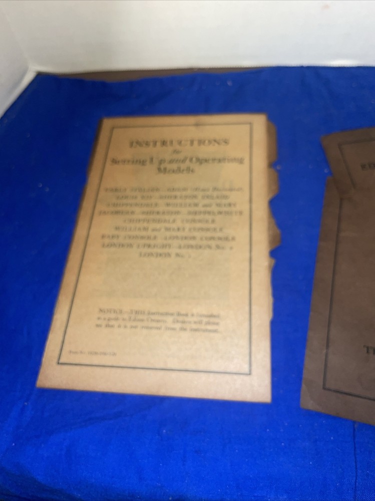 EDISON DIAMOND DISC PHONOGRAPH PAMPLET INSTRUCTIONS FOR SETTING UP AND OPERATING