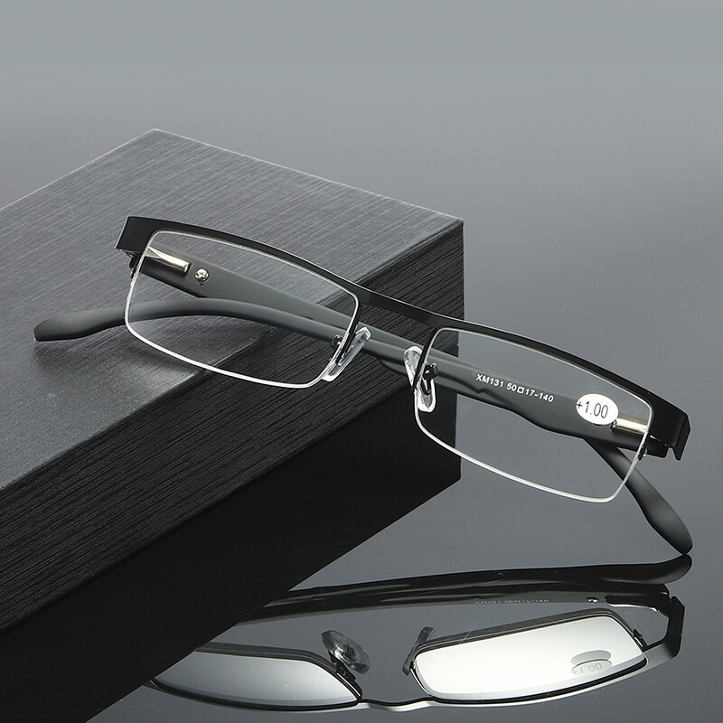 10 Pairs Mens Rectangular Metal Half Frame Reading Glasses Spring Hinge Readers