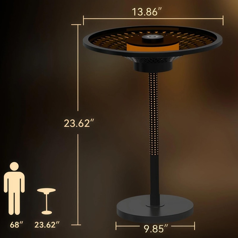 End Table, Side Table with Ambient Light and Wireless Charging, Nightstand, S...