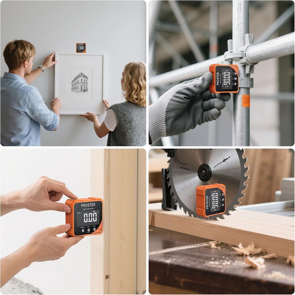 Proster Digital Angle Finder - Protractor Gauge with Orange With Laser