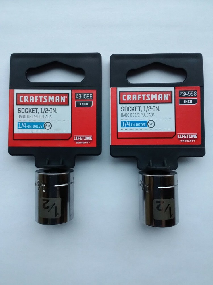 2pc CRAFTSMAN Easy Read 1/4" Drive -1/2-IN 6 Point Shallow SOCKET