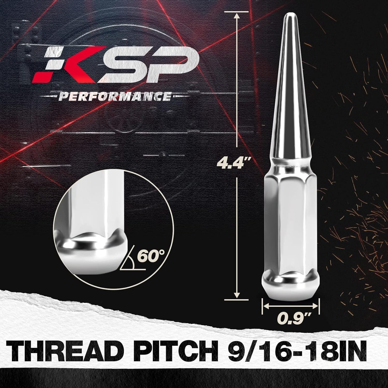 32PCS Chrome Spike Lug Nuts 9/16'' + Key Fit Dodge RAM 1500 2500 3500 F250 F350