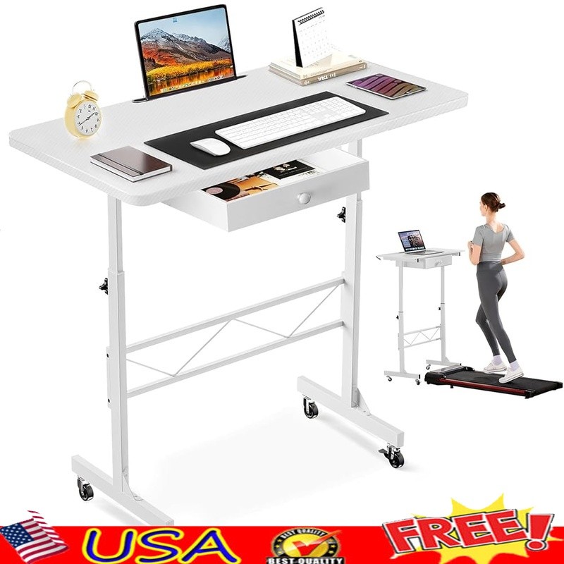 Adjustable Height Standing Desk Ergonomic Computer Table W/ Drawer & Wheels New