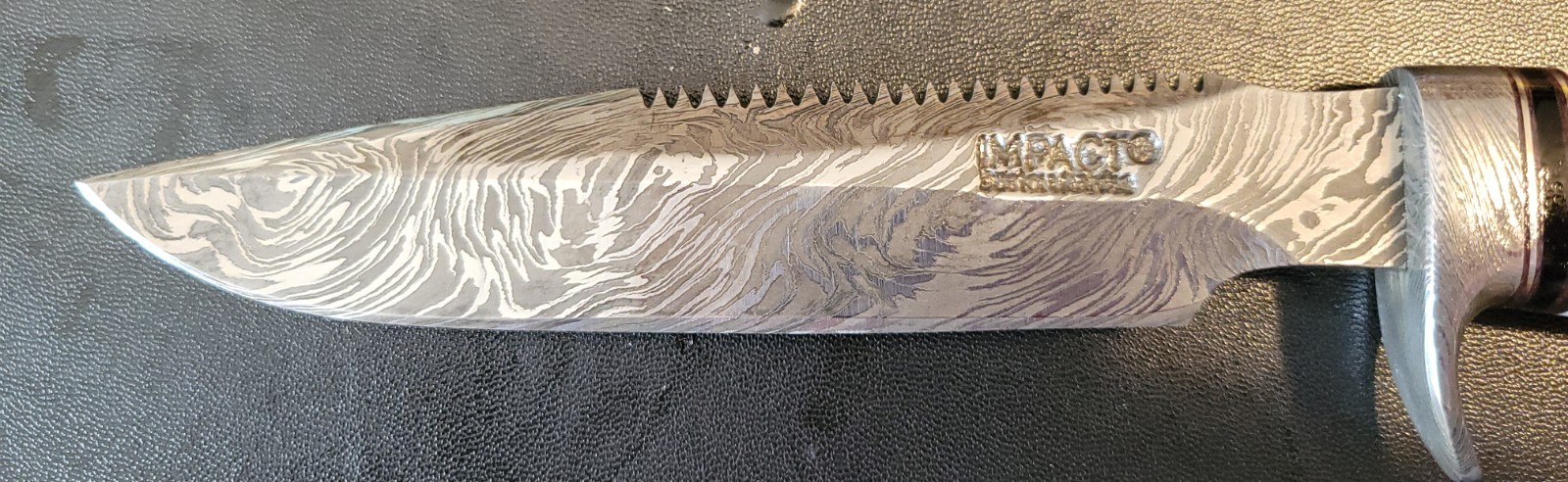 Impact Cutlery Custom Damascus Hunting Knife Engraved Blue Resin handle- 2399